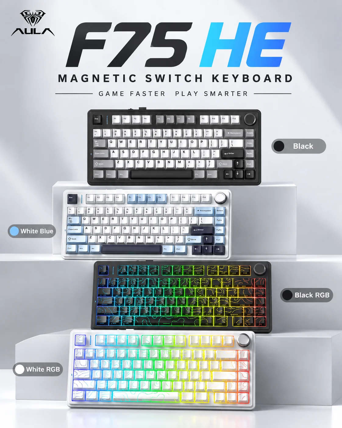 Gaming Keyboard No Rgb - AULA F75 HE 마그네틱 키보드, 75%